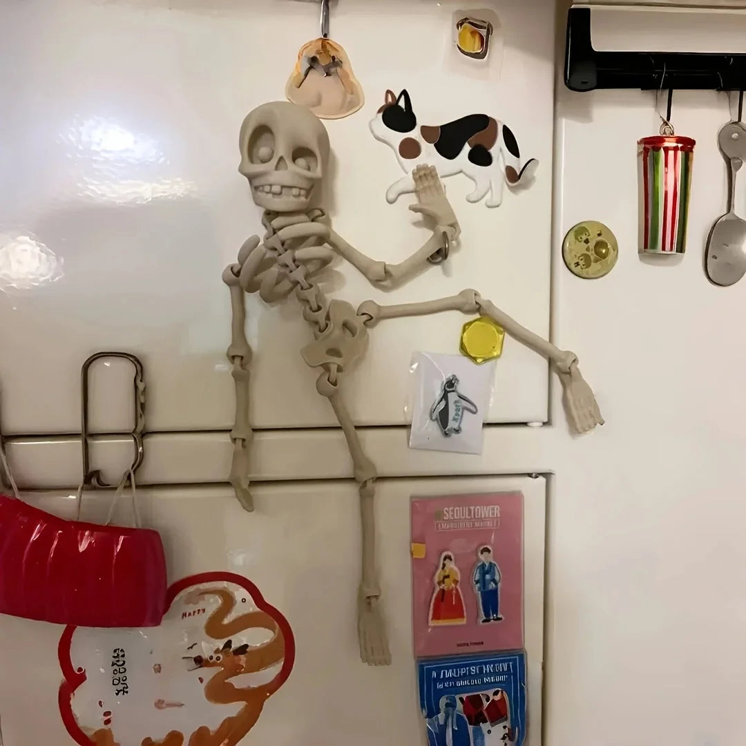 Poseable Skeleton Fridge Magnet – Halloween Kitchen Decor