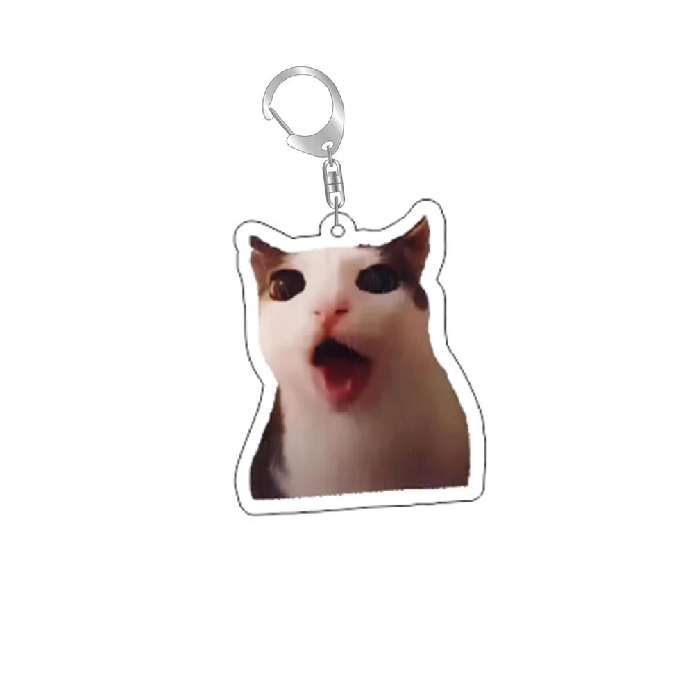 Funny Cat Meme Keychain – Bag Charm