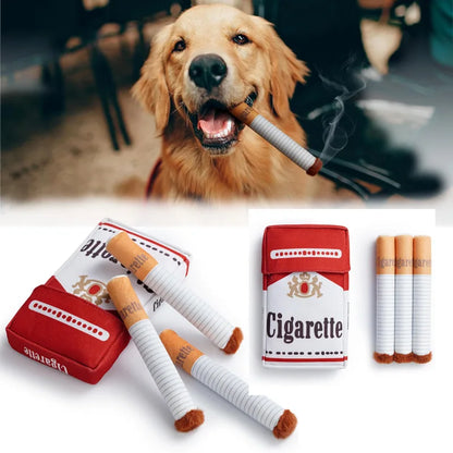 Cigarette Pack Squeaky Dog Toy – Funny Plush Gift