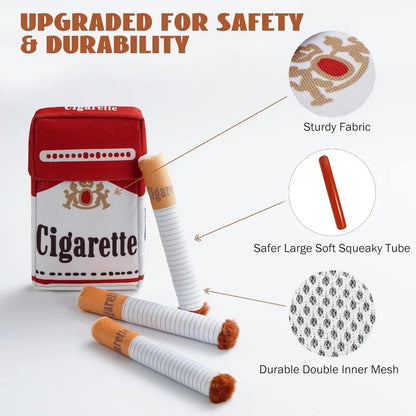 Cigarette Pack Squeaky Dog Toy – Funny Plush Gift