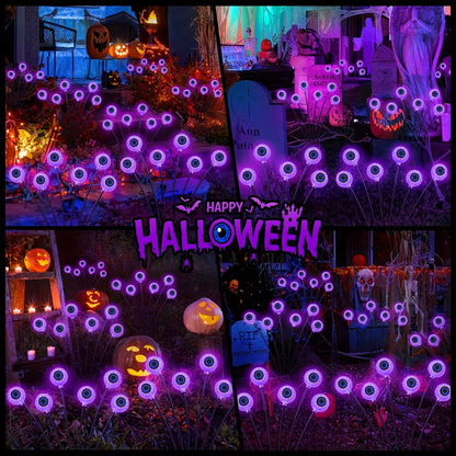Halloween Outdoor Solar Eyeball Garden Lights Waterproof Purple Green Red LED Lawn Lights Yard Terraces Balcony Horror Decor