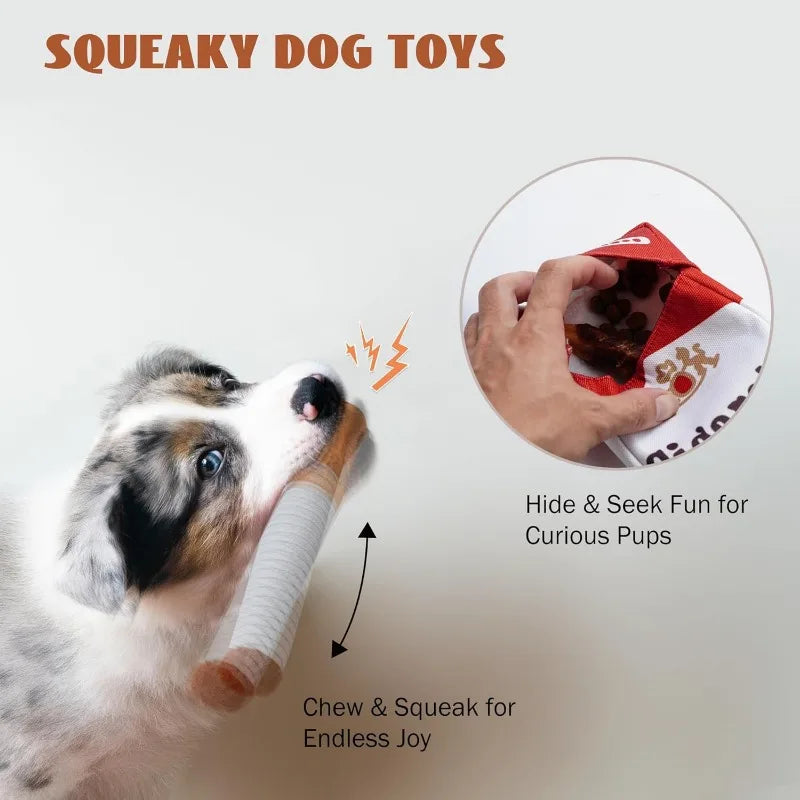 Cigarette Pack Squeaky Dog Toy – Funny Plush Gift