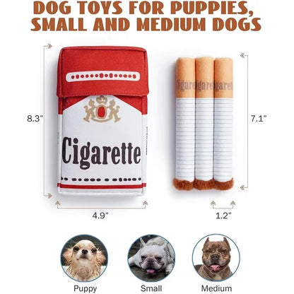 Cigarette Pack Squeaky Dog Toy – Funny Plush Gift