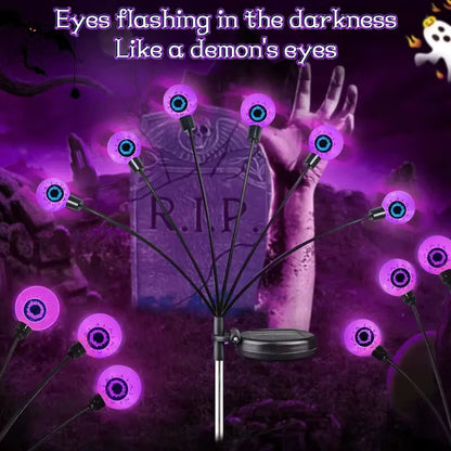 Halloween Outdoor Solar Eyeball Garden Lights Waterproof Purple Green Red LED Lawn Lights Yard Terraces Balcony Horror Decor