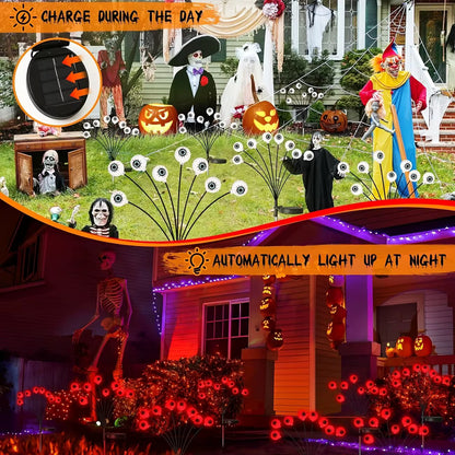 Halloween Outdoor Solar Eyeball Garden Lights Waterproof Purple Green Red LED Lawn Lights Yard Terraces Balcony Horror Decor