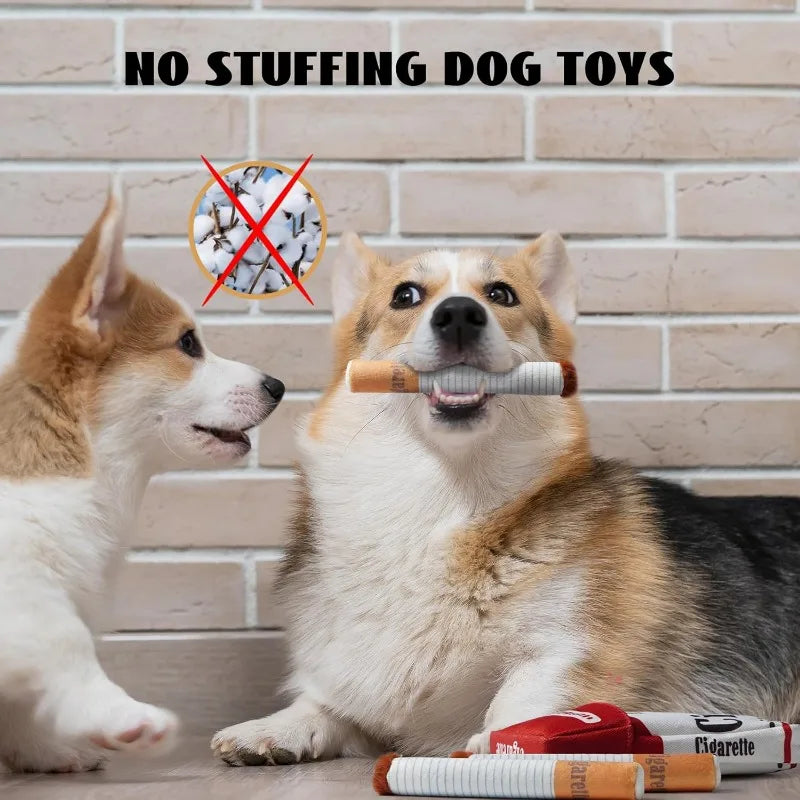 Cigarette Pack Squeaky Dog Toy – Funny Plush Gift