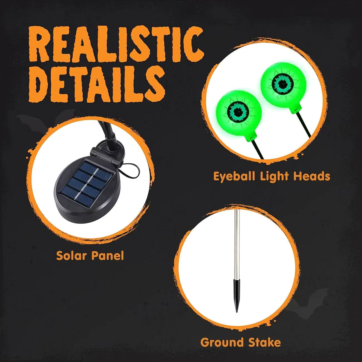 Halloween Outdoor Solar Eyeball Garden Lights Waterproof Purple Green Red LED Lawn Lights Yard Terraces Balcony Horror Decor