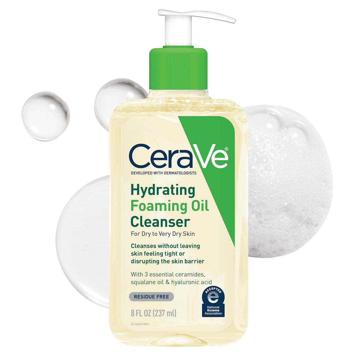 CeraVe Hydrating Foaming Oil Cleanser — Gentle Daily Wash for Dry, Sensitive & Eczema-Prone Skin (19oz)