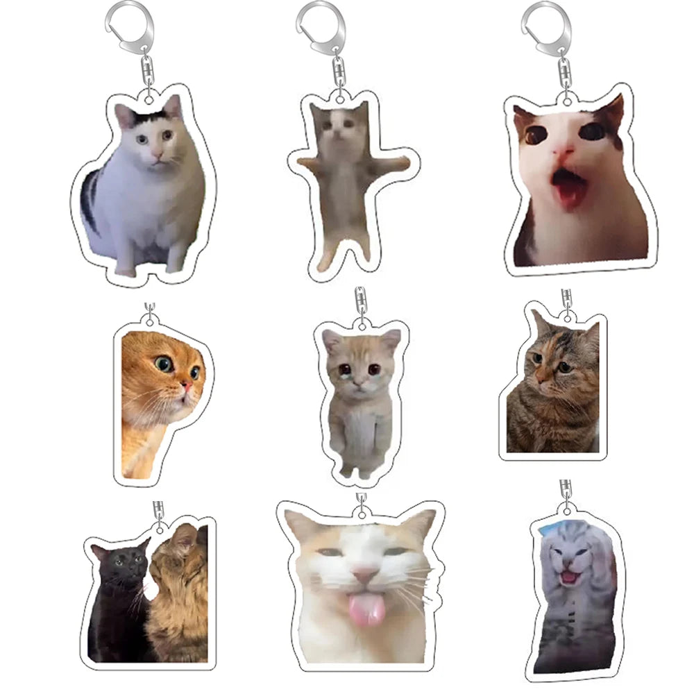 Funny Cat Meme Keychain – Bag Charm